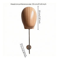 Mannequin Head Display Rack Wood-Grain Wall Mount Hairpiece Stand Reusable Hat Display with Wall Mount for Salons, Boutiques