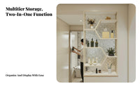 Partition Shelf with Glass Panel Light Luxury Design Entryway Partition Cabinet Modern Minimalist Design Privacy Screen
