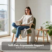 Nordic design Upholstered Armchair with Wooden Legs sturdy Wood Frame Lounge Chair space-saving Design Indoor Furniture snug Fabric for Apartment Dwellers, Young Adults, Balcony, Living Room, Bedroom, perusing corner