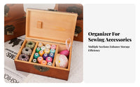 Chinese Design Sewing Storage Box With Compartments Wooden Sewing Box Large Capacity Retro Needlework Storage Case for Embroidery Enthusiasts
