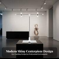 Cross-Shaped Poster Stand Stainless Steel Construction Cross-Shaped Poster Holder Movable Clips Tabletop Display Stand for Retailers, Supermarkets