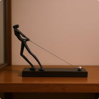 Black Abstract Sculpture Marble Base Abstract Figurine Minimalist Metal Figurine Sculptural for Office