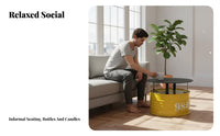 Oil Drum Table and Chair Set Utilitarian Aesthetic Cafe Seating Retro Aesthetic Space-Saving Size for Interior Designers