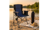 High Back Camping Chair Storage Bag Portable Folding Chair Dark Material Camp Seat