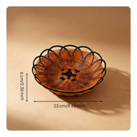 Multipurpose Imitation Rattan Bread Basket Easy to Clean Woven Bread Basket Long-Lasting Wicker Design Fruit Plate Food-Grade Material for Restaurant, Kitchen, Dining Table