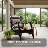 Ergonomic Design Adjustable Woven Lounger long-lasting Frame Adjustable spine supportrest Lounger Wide Armrests Lounge Chair Extendable Footrest for Seniors, Adults, Homeowners, Nap Time, Living Room, Bedroom, Sunroom
