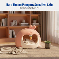 Soft-Textured Cave Bed Warm and Warm hareShaped Pet Den Semi-Enclosed Design Soft Texture for Felines, Winter Use, Sleeping