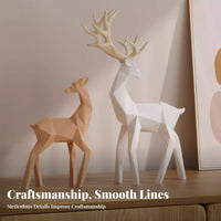 Light Luxury Origami Design Deer Statue Polished Finish Geometric Deer Figurine Stable Base for New Homeowners, Entrance Hall, Wine Cabinet