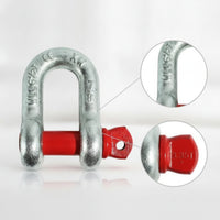 Shackle with Red Pin Compact Bow Shackle Textured Clevis for Riggers, Mechanics, Rigging, Towing, Workshops