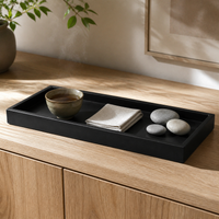 Black Gold Stone Tray for Bonsai & Micro Landscape, Water Catchment Base for Moss & Aquatic Plants