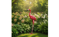 Outdoor Flamingo Statue Decorative Metal Flamingo Freestanding Bird Statue Stable for Gardeners, Homeowners, Garden, Courtyard, Balcony, Wedding