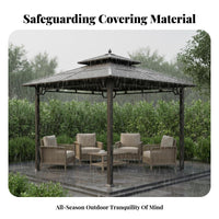 Waterproof Hardtop Gazebo Sun Protection Garden Pavilion Sturdy Frame Patio Shelter Corrosion Resistant for Entertainers, Homeowners, Families, Courtyard, Backyard, Rooftop Deck, Poolside