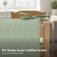 Breathable Cotton Linen Seat Cushion Thickened Padding Chair Cushion with Ties Non-Slip for Homeowners, Adults, Dormitory, Restaurant, Patio