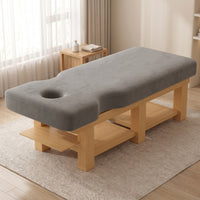 Massage Table with Storage Shelf Professional Spa Bed with Shelves Comfortable Stationary Massage Table for Masseuses, Estheticians, Salon