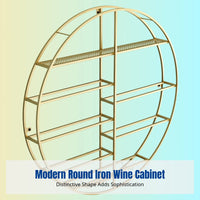 Wall Mounted Round Metal Wine Cabinet, Creative Wine Rack, Goblet Holder for Living Room, Bar Decor