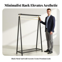 Minimalist Design Double Tier Clothes Display Stand Heavy Duty Commercial Clothing Display Sturdy and Long-Lasting Retail Clothing Rack Multi-Functional for Boutique Managers, Merchandisers, Showroom, Temporary Shop, Walk-in Closet, Laundry Room