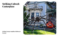 Giant Cobweb Set Kit Furry Arachnids Artificial Cobweb Set Indoor & Outsidedoor Use Easy to Install for Residents, Porch
