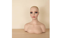 Mannequin Bust PVC Mannequin Head with Shoulders Female Display Head for Salons