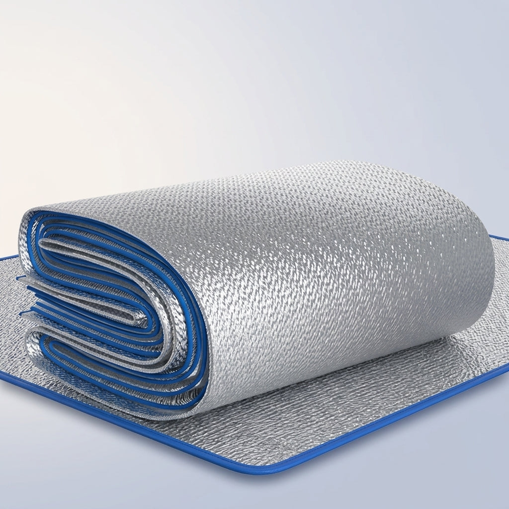 Picnic Blanket and Thickened Camping Mat with Storage Bag, Insulated Sleeping Mat with Aluminium Foil, Roll Mat for Camping, Waterproof Beach Mat