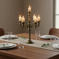 Romantic Atmosphere 5-Arm Candelabra Ornate Design Bronze Candle Stand Wrought Iron Branch Candle Holder Freestanding for Wedding, Dining Room, Party