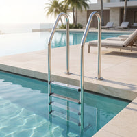 Flange-Mount 4-Step Pool Ladder Rustproof Pool Ladder with Handrails Heavy-Duty Easy Installation for Inground Pools