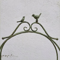 Wrought Iron Plant Stand, Rustic Foldable Flower Stand, 57x35x96cm Flower Stool for Balcony & Living Room, Antique Plant Shelf