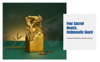 Brass Four Divine Beasts Decor, Copper Desktop Ornament, Chinese Style, Living Room, Office, Auspicious Gift