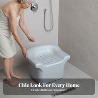 Waterproof Backless Shower Seat Non-Slip Bathing Chair Lightweight Bathroom Safety Equipment High Load Capacity for Women, Disabled Individuals, Post-Surgery Patients, Bathtub, Home