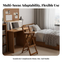 Foldable Design Folding Barstool with Backrest Space-Saving Collapsible Wooden Bar Chair Portable High Stool Lightweight for Art Students, Apartment Dwellers, Dorm Room, Dining Area, Kitchen, Balcony