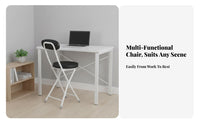 Foldable Design Cushioned Desk Chair Space-Saving Home Furniture Easy to Keep Portable Seat Multi-Purpose for Students, Homeowners, Office Workers, Dining Room, Small Compact Areas, Bedroom, Reception Area