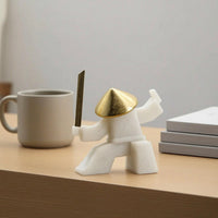 Tabletop Figurine Abstract Fighter Figurine Geometric Statue for Homeowners, Art Collectors, Office, Bookshelf