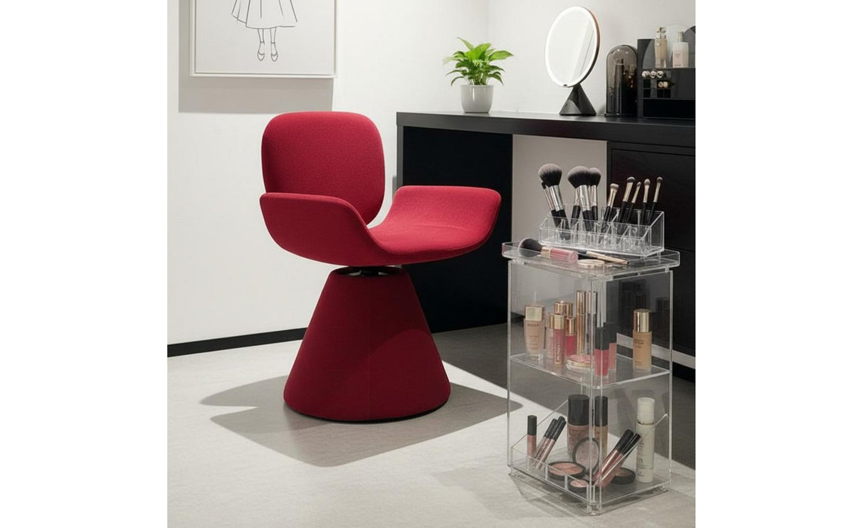 Light Luxury Swivel Vanity Chair Comfortable Cushion Upholstered Makeup Chair Ergonomic Design Household Furniture Soft Breathable Textile for Nail Technicians, Women, Bedroom, Dressing Room, Beauty Salon, Hotel