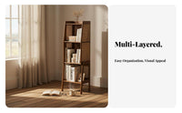 Japanese design Multi-Tier Rattan Cabinet Floor-Standing Rattan Accent Shelving Unit Open-Shelf design shelving unit Boho Inspired Design for Book Lovers, Students, Homeowners, Living Room, Home Office, Bedroom, Entryway