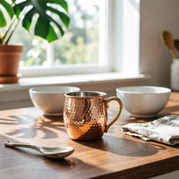 Copper Mug Braided Handle Pure Copper Mug Reusable Tableware