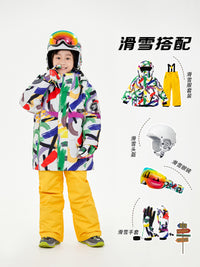 oddivski儿童滑雪服套装女童加厚保暖防水防风户外滑雪衣裤全装备