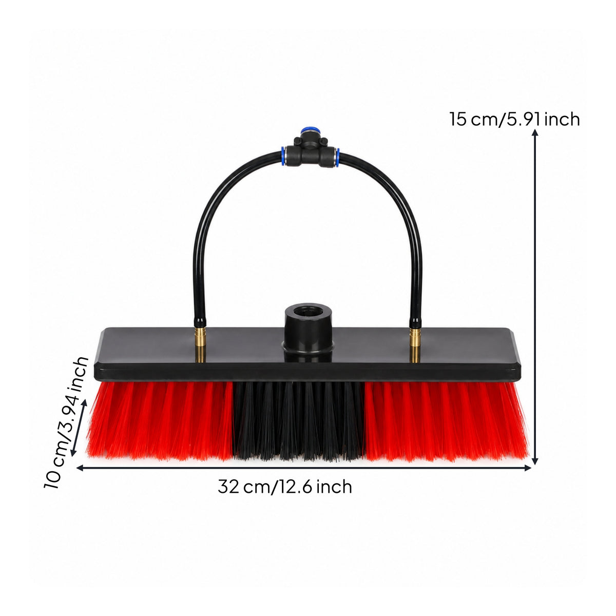 Threaded Water-Fed Brush Head Outdoor Window Cleaning Brush with Hose Inlet Extendable Streak-Clear for Homeowners