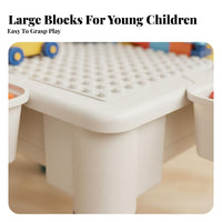 Large Particle Compatible Building Block Table Educational Building Block Storage Table Safety Rounded Corners Double-Sided Play Tabletop Easy to Clean for Toddlers, Preschoolers, Playroom, Daycare, Kindergarten, Classroom