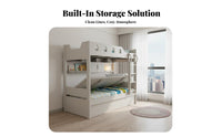 children's Bunk Bed Space-Saving Twin over Twin Bunk Bed Guardrails Bedroom Furniture for Girls, Parents, Small Apartment, Playroom, Dorm Room