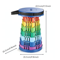 Telescoping Stool Adjustable Height Collapsible Stool with Strap Seat Foldable Furniture Lightweight for Campers, Camping