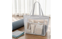 Mesh Tote Bag with Zipper Large Mesh Tote with Pockets Breathable Semi-Transparent for Beach, Pool