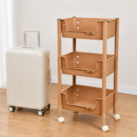 Khaki Rolling Storage Cart Utility Trolley with Wheels for Kitchen Bathroom