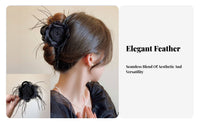 Feather Grip Fastener Updo Styling Large Hair Grip Feathery Jaw Fastener Elegant Design Feathery Hair Jaw Versatile