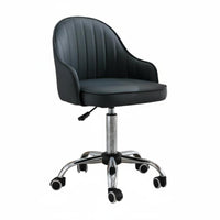 360-Degree Swivel Upholstered Rolling Chair Curved Back Support Desk Seat Ergonomic Design Seating Furniture Height Adjustable for Students, Office Workers, Adults, Study Room, Bedroom, Dormitory, Makeup Area