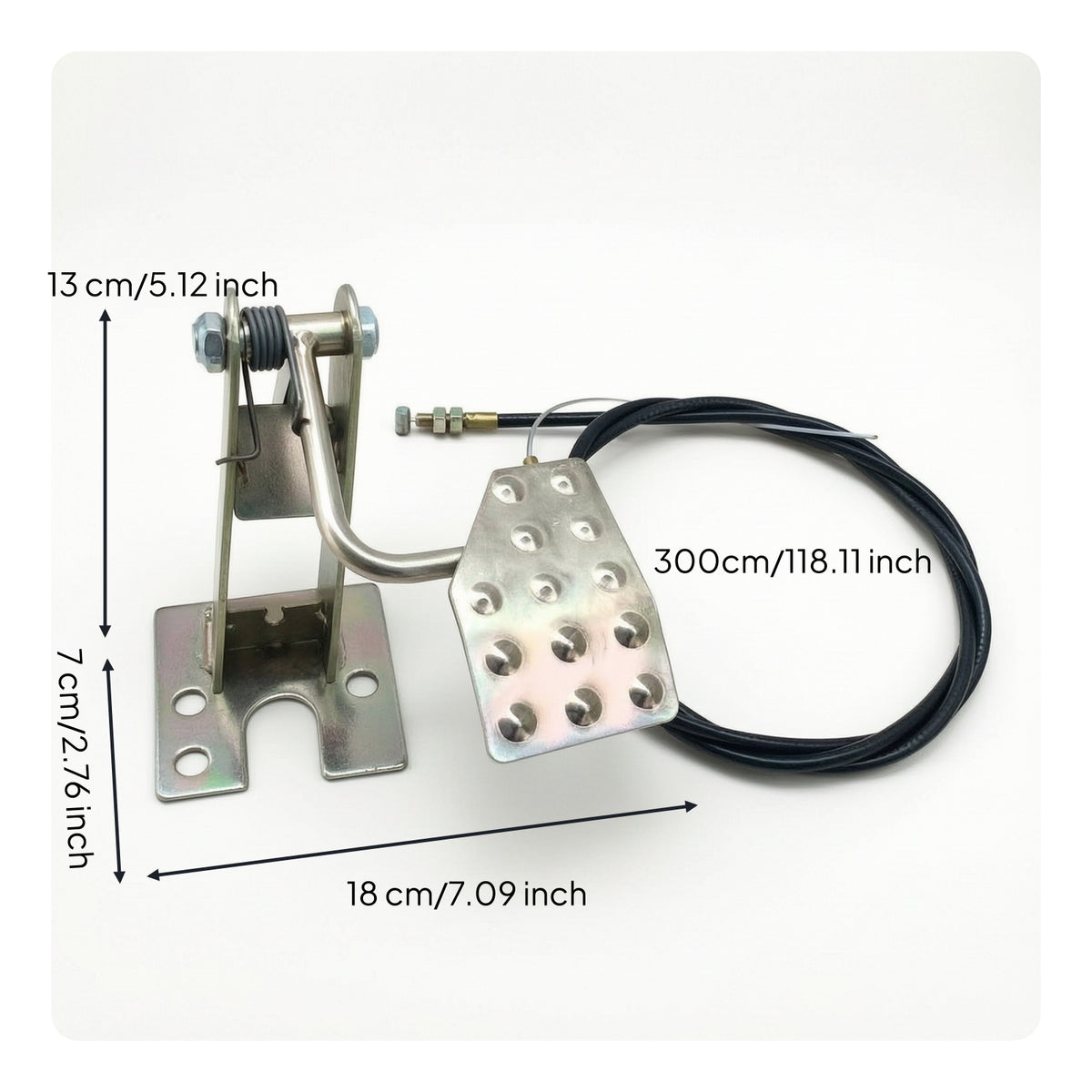 Throttle Pedal Assembly with Cable Cut to Length Accelerator Pedal Kit with Hardware Spring-Loaded Quick and Easy Installation
