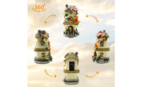 Sunlight-Activated CottageLight Floral Decoration Cottage Night Light Weather Resistant Solar House Ornament for Garden