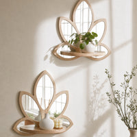 Wall Mirror with Shelf Decorative Mirror with Shelf Boho for Entryway, Bedroom, Vanity