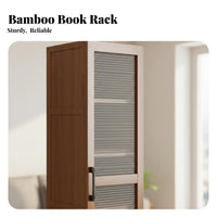 Narrow Storage Cabinet with Fluted Door Space-Saving Design Fluted Door Storage Single Piece Tall Shelving Storage Cabinet for Home Dwellers