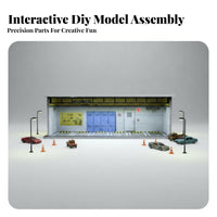 1:64 Scale Display Scene Kit Easy Assembly 1:64 Scale Display Scene Lighted Parking Lot Scene Realistic Features Miniature