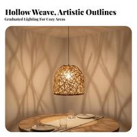 Faux Rattan Light Shade Bohemian Design Woven Lamp Shade Hollow-out Design Woven Basket Lampshade for Restaurant, Dining Room, Kitchen