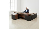 Thickened Desktop Executive Office Desk Sturdy and Long-Lasting Large Executive Table Heavy-Duty Modern Office Desk with Cabinet Scratch Resistant for Executives, Managers, Study Room